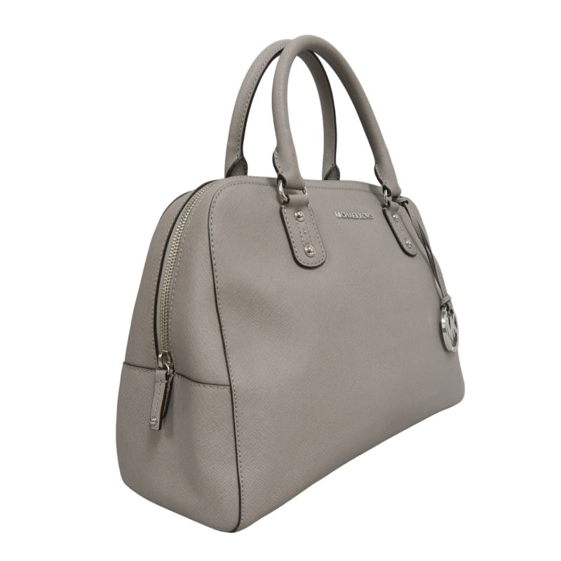 MICHAEL KORS  Crossgrain Boston Tote Bag Elephant Grey Removable Shoulder Strap Silver Hardware