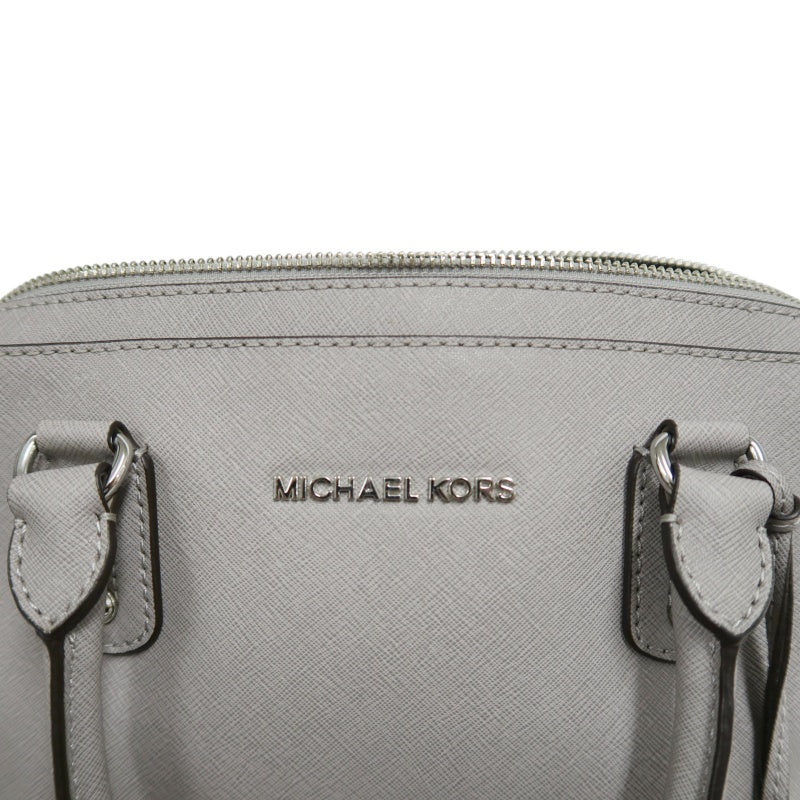 MICHAEL KORS  Crossgrain Boston Tote Bag Elephant Grey Removable Shoulder Strap Silver Hardware