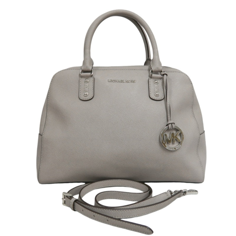MICHAEL KORS  Crossgrain Boston Tote Bag Elephant Grey Removable Shoulder Strap Silver Hardware