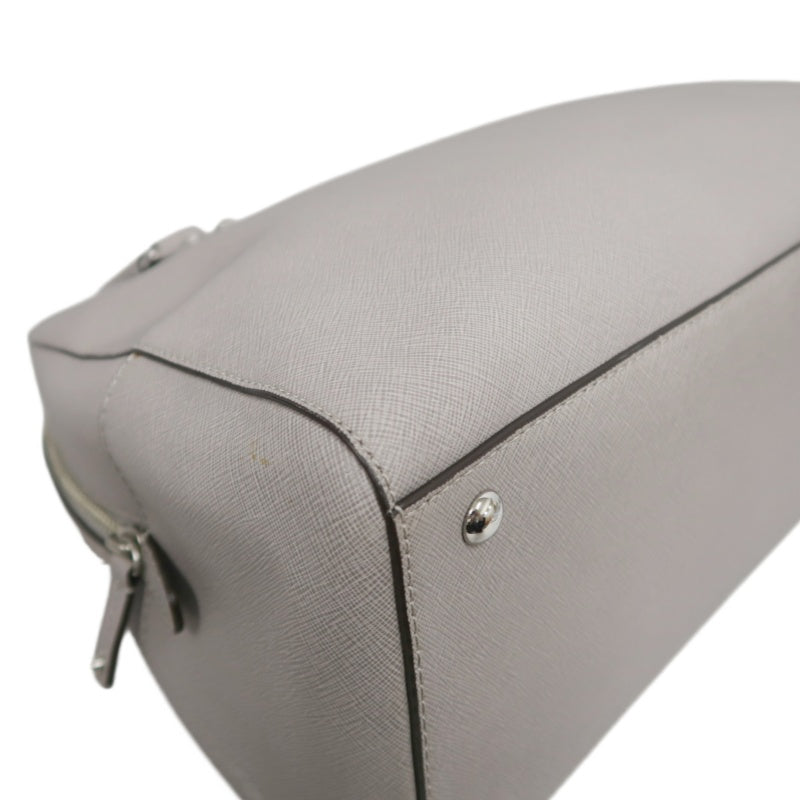 MICHAEL KORS  Crossgrain Boston Tote Bag Elephant Grey Removable Shoulder Strap Silver Hardware