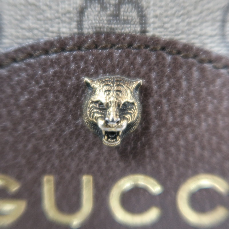 GUCCI Brown GG Supreme PVC Neo Vintage Tiger Head Camera Shoulder Crossbody Bag With Signature Web Strap
