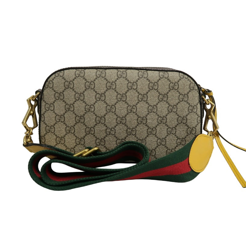 GUCCI Brown GG Supreme PVC Neo Vintage Tiger Head Camera Shoulder Crossbody Bag With Signature Web Strap
