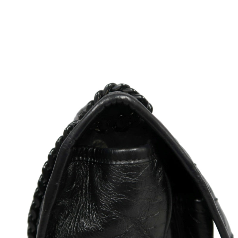 YVES SAINT LAURENT Black Waxed Leather NIKI Medium Shoulder Bag