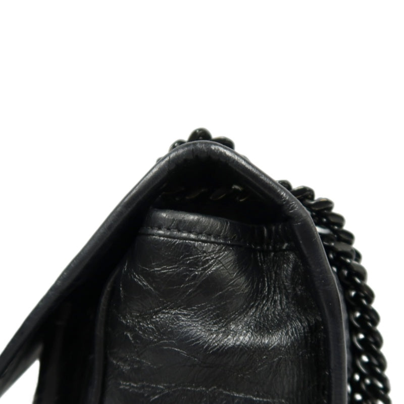 YVES SAINT LAURENT Black Waxed Leather NIKI Medium Shoulder Bag