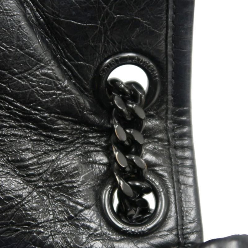 YVES SAINT LAURENT Black Waxed Leather NIKI Medium Shoulder Bag