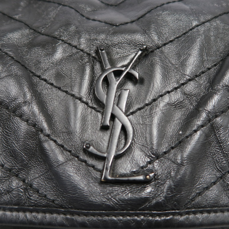YVES SAINT LAURENT Black Waxed Leather NIKI Medium Shoulder Bag