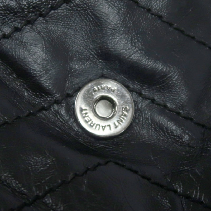 YVES SAINT LAURENT Black Waxed Leather NIKI Medium Shoulder Bag
