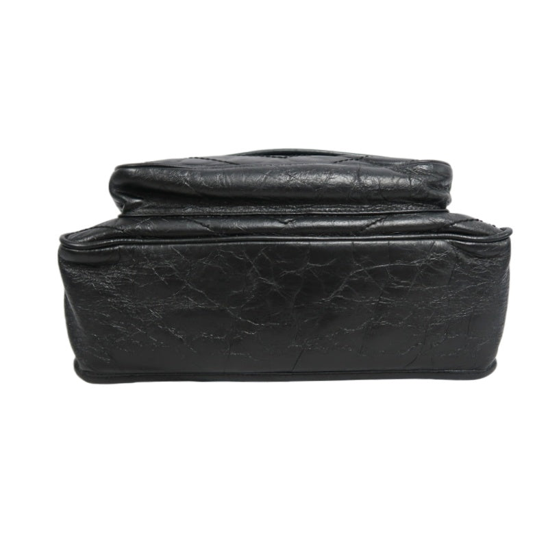 YVES SAINT LAURENT Black Waxed Leather NIKI Medium Shoulder Bag