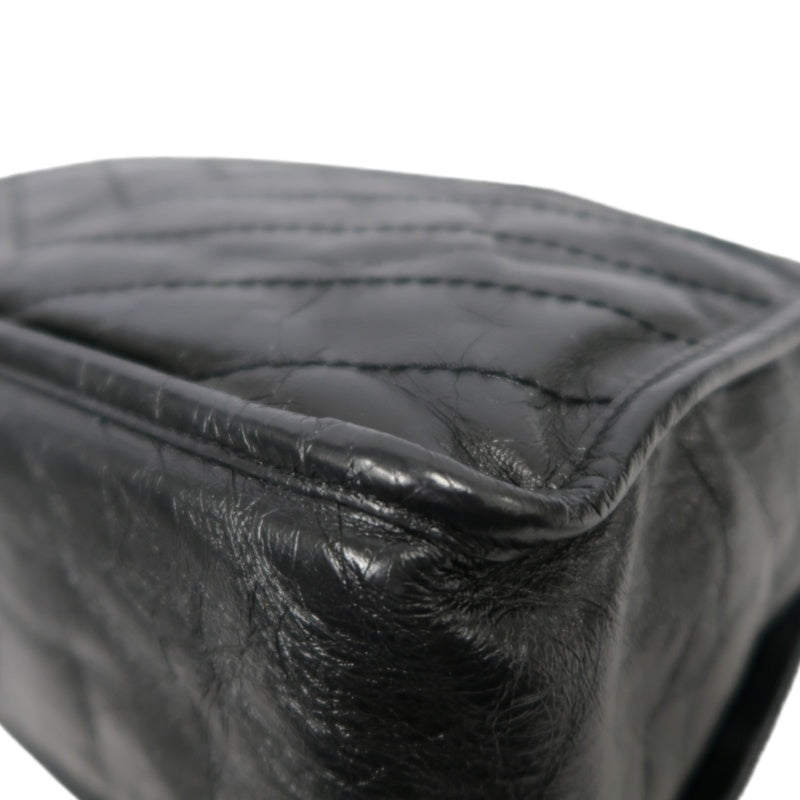 YVES SAINT LAURENT Black Waxed Leather NIKI Medium Shoulder Bag
