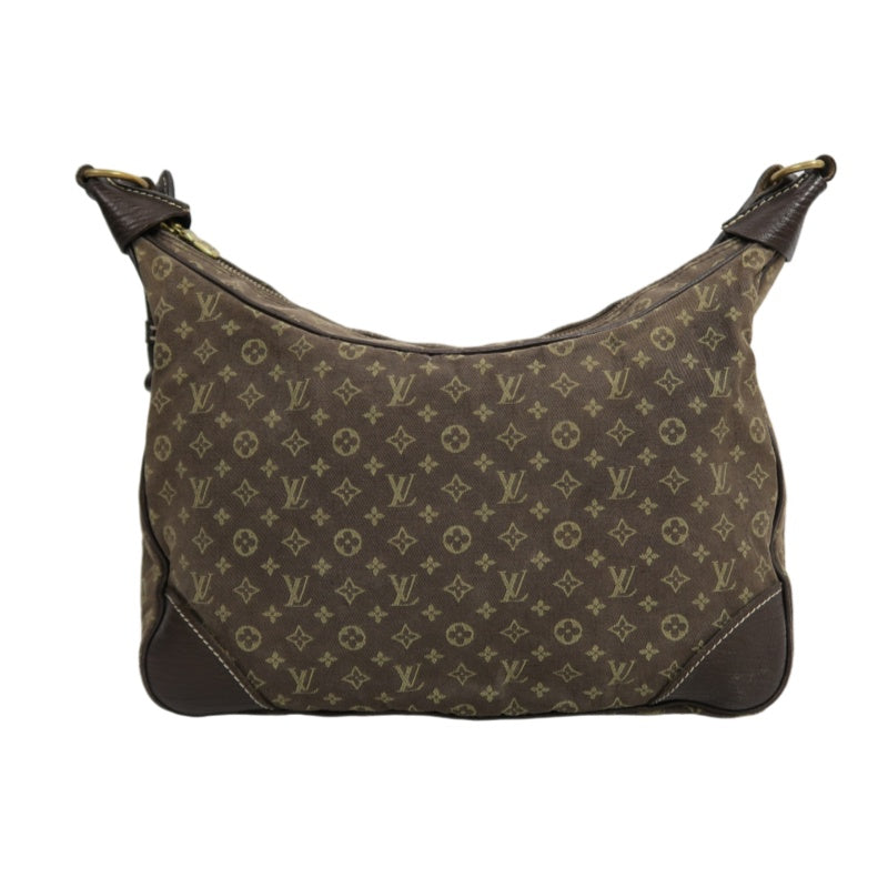 LOUIS VUITTON Monogram Mini Lin Boulogne Shoulder Bag Canvas Brown Leather Trim