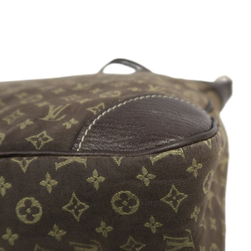 LOUIS VUITTON Monogram Mini Lin Boulogne Shoulder Bag Canvas Brown Leather Trim