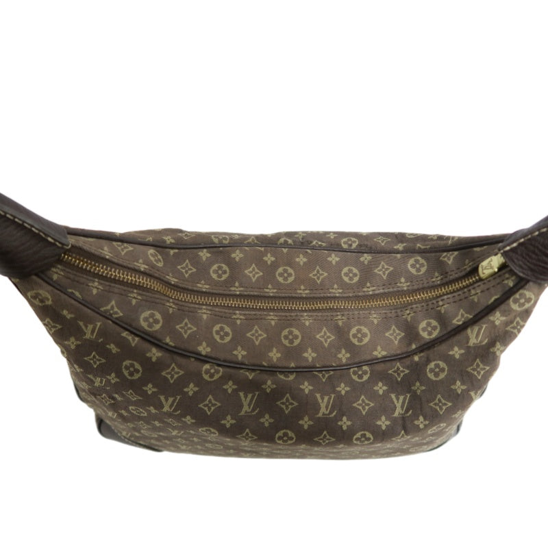 LOUIS VUITTON Monogram Mini Lin Boulogne Shoulder Bag Canvas Brown Leather Trim