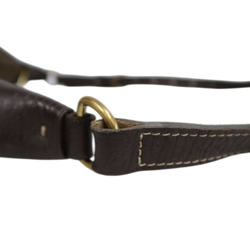 LOUIS VUITTON Monogram Mini Lin Boulogne Shoulder Bag Canvas Brown Leather Trim
