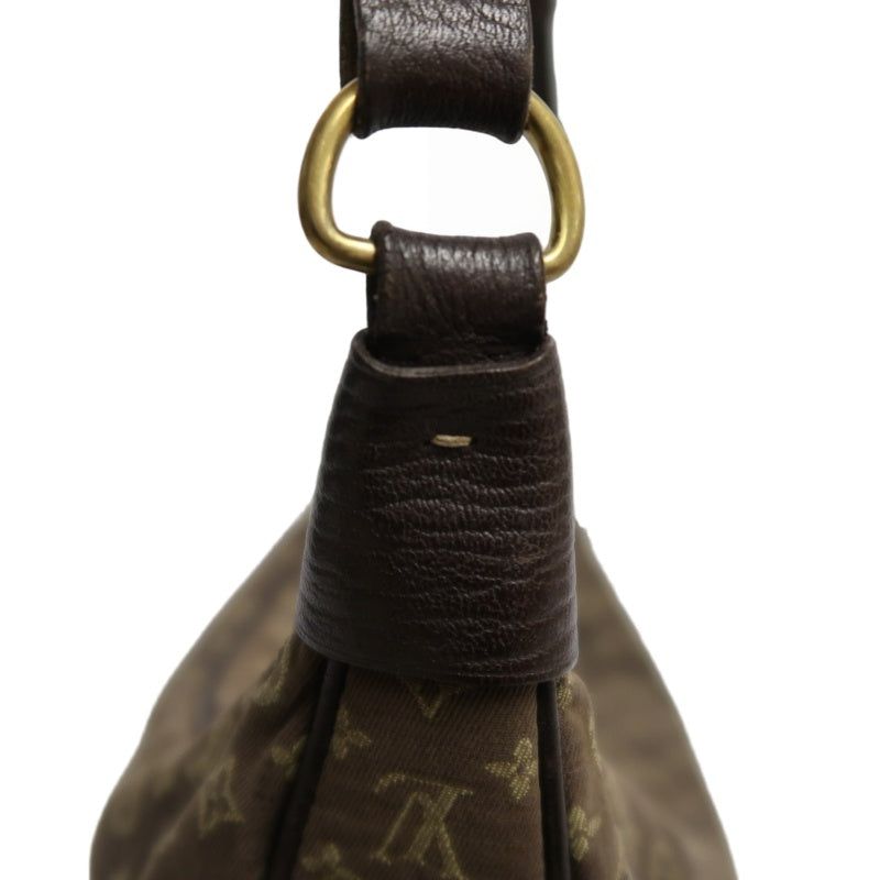 LOUIS VUITTON Monogram Mini Lin Boulogne Shoulder Bag Canvas Brown Leather Trim