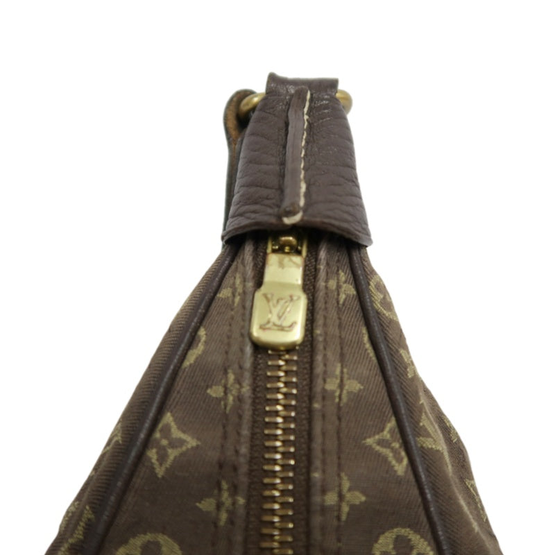 LOUIS VUITTON Monogram Mini Lin Boulogne Shoulder Bag Canvas Brown Leather Trim