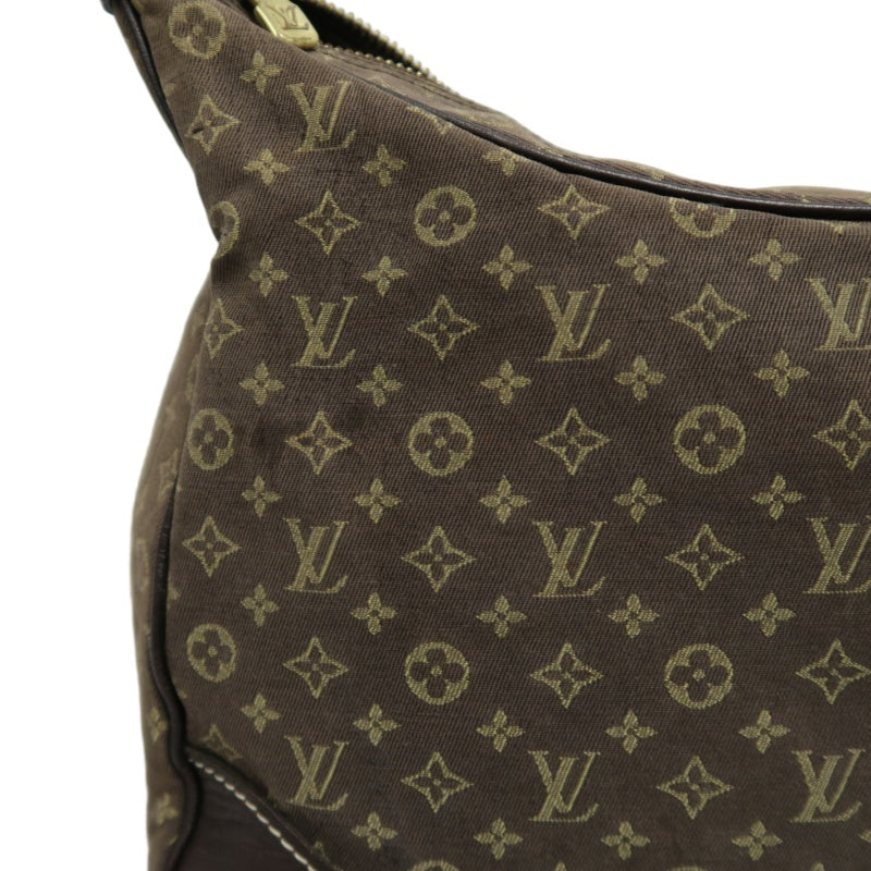 LOUIS VUITTON Monogram Mini Lin Boulogne Shoulder Bag Canvas Brown Leather Trim