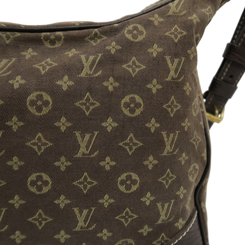 LOUIS VUITTON Monogram Mini Lin Boulogne Shoulder Bag Canvas Brown Leather Trim