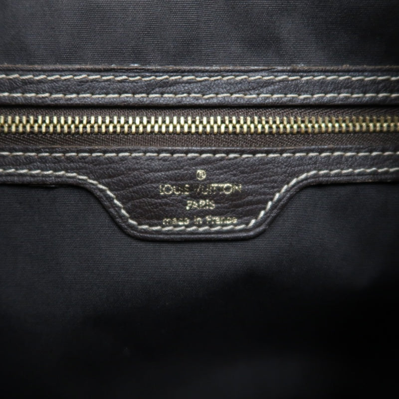 LOUIS VUITTON Monogram Mini Lin Boulogne Shoulder Bag Canvas Brown Leather Trim