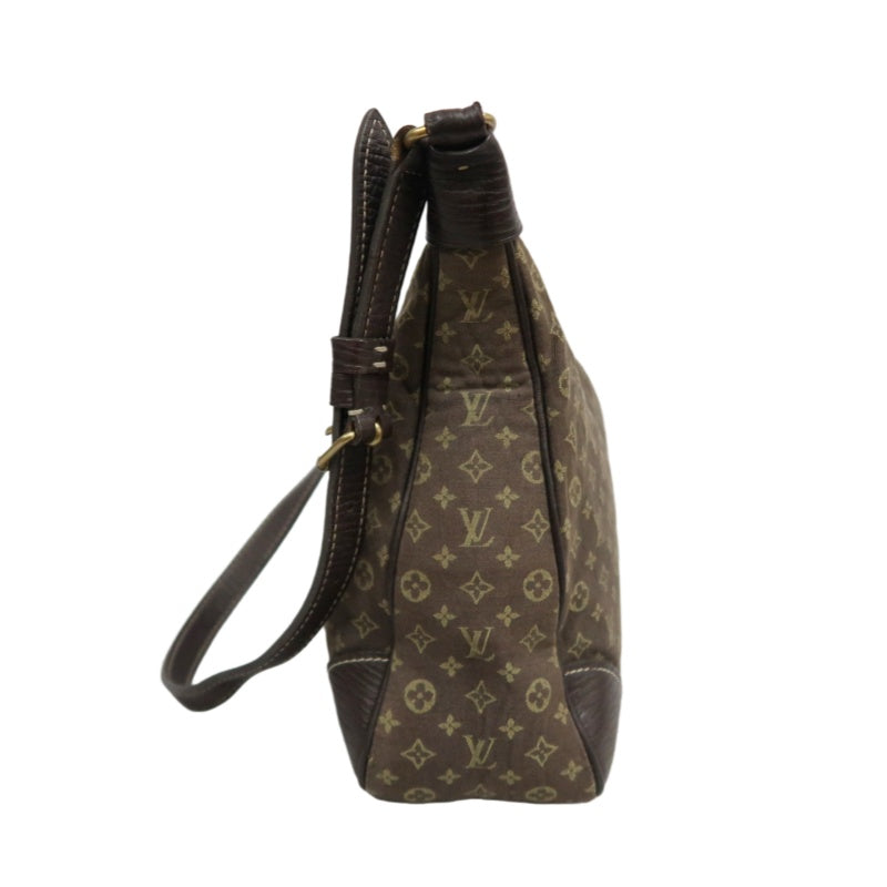 LOUIS VUITTON Monogram Mini Lin Boulogne Shoulder Bag Canvas Brown Leather Trim