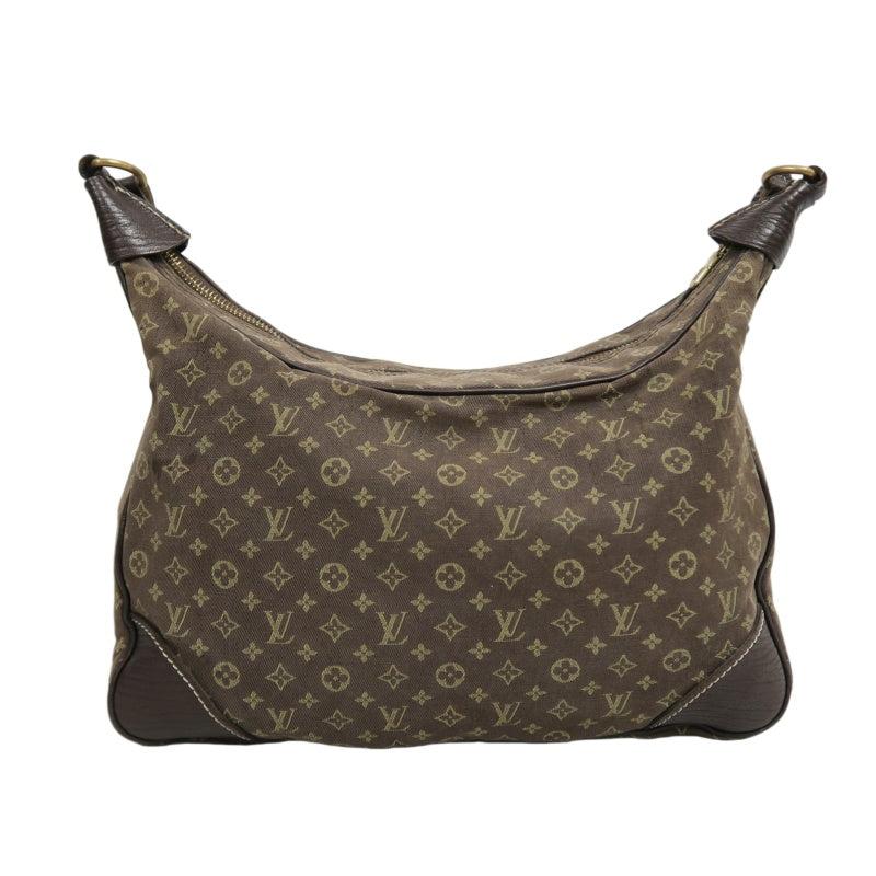 LOUIS VUITTON Monogram Mini Lin Boulogne Shoulder Bag Canvas Brown Leather Trim