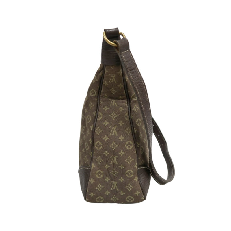 LOUIS VUITTON Monogram Mini Lin Boulogne Shoulder Bag Canvas Brown Leather Trim