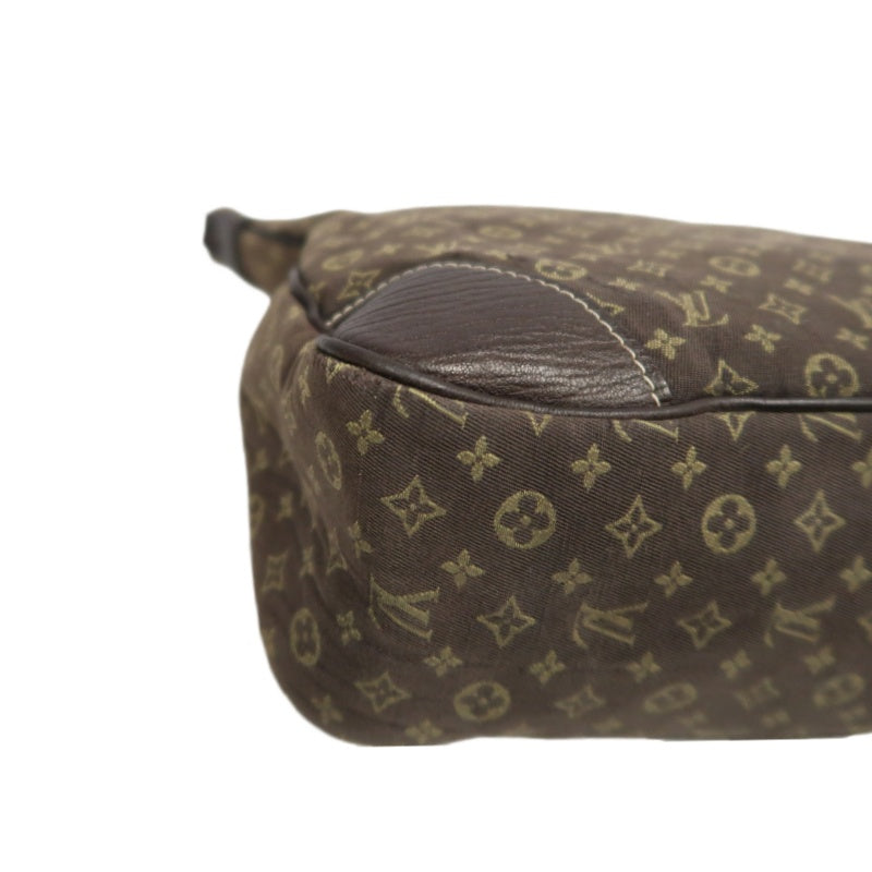 LOUIS VUITTON Monogram Mini Lin Boulogne Shoulder Bag Canvas Brown Leather Trim