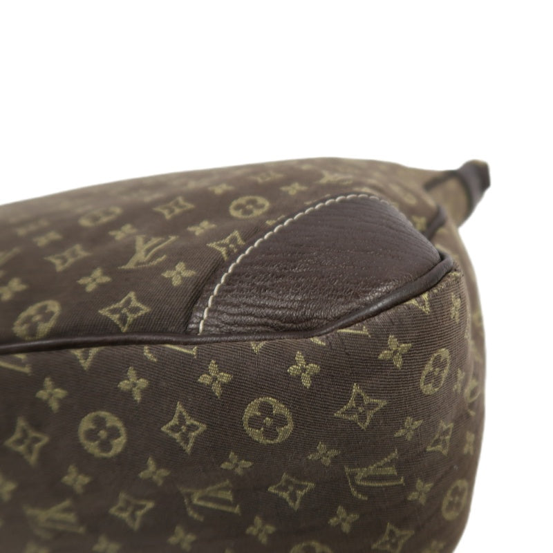LOUIS VUITTON Monogram Mini Lin Boulogne Shoulder Bag Canvas Brown Leather Trim
