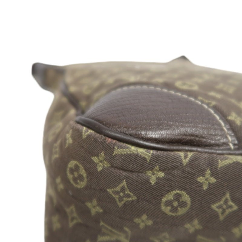 LOUIS VUITTON Monogram Mini Lin Boulogne Shoulder Bag Canvas Brown Leather Trim