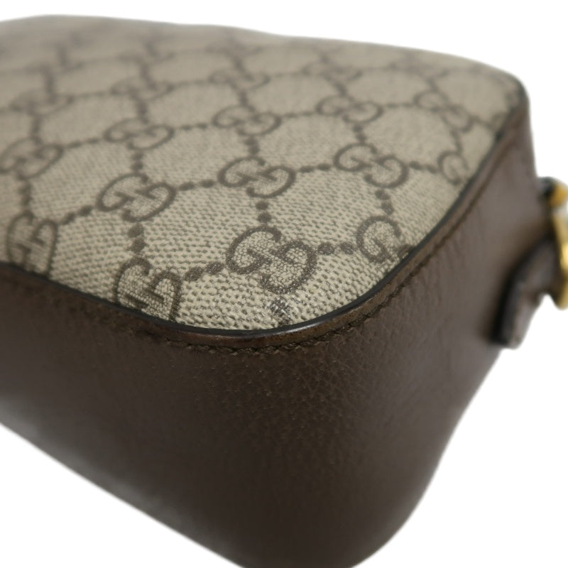 GUCCI GG Supreme Canvas Brown Tiger Head Camera Bag With Web Strap, Shoulder Crossbody Bag