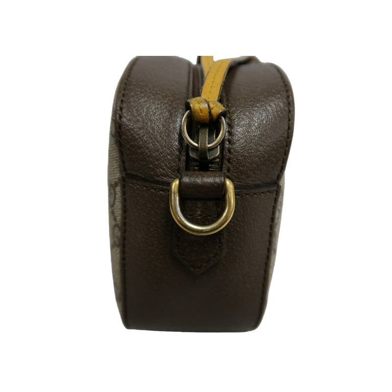 GUCCI GG Supreme Canvas Brown Tiger Head Camera Bag With Web Strap, Shoulder Crossbody Bag