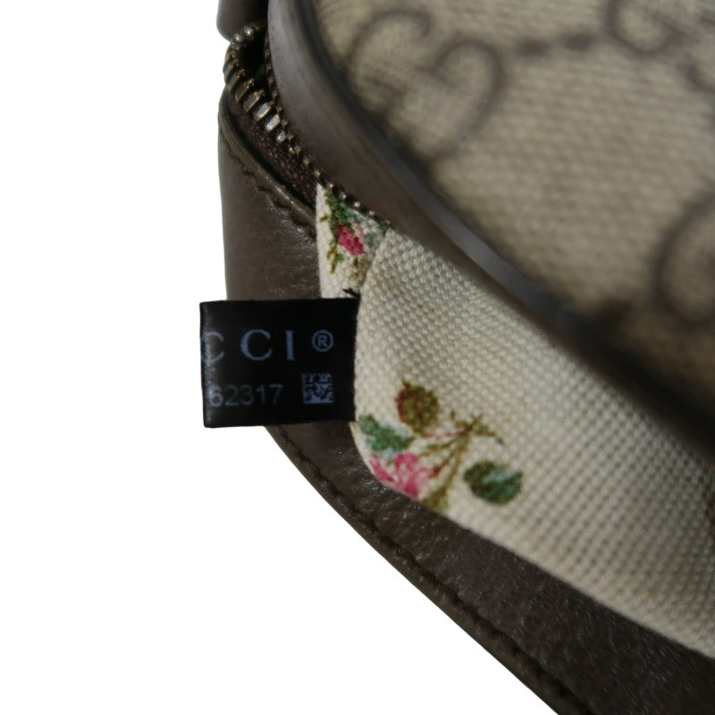 GUCCI GG Supreme Canvas Brown Tiger Head Camera Bag With Web Strap, Shoulder Crossbody Bag