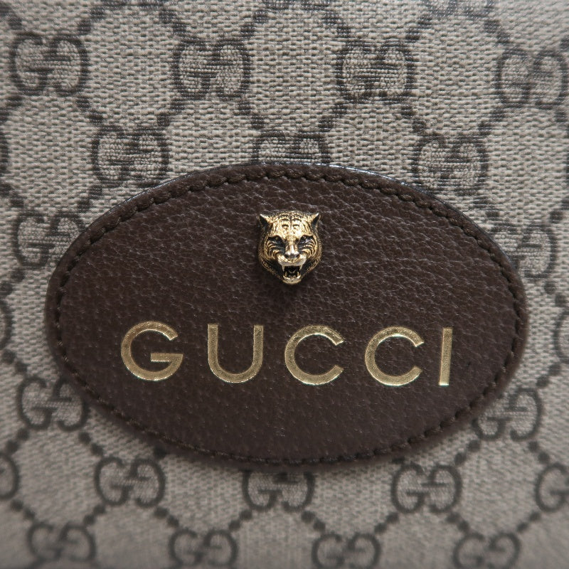 GUCCI GG Supreme Canvas Brown Tiger Head Camera Bag With Web Strap, Shoulder Crossbody Bag
