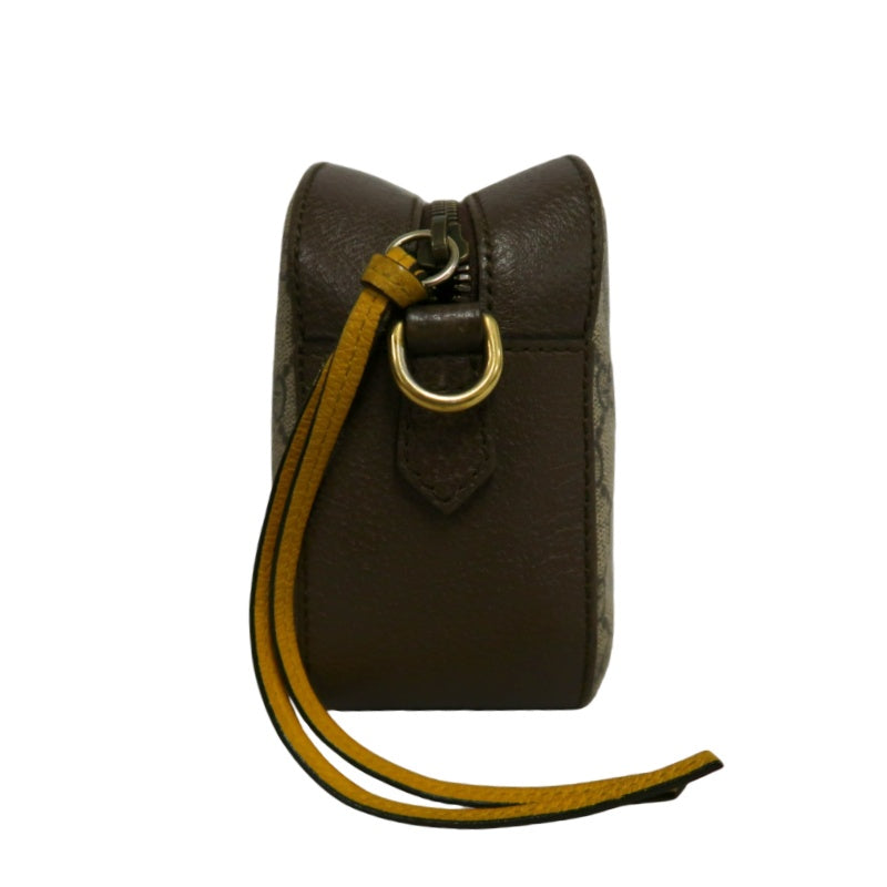 GUCCI GG Supreme Canvas Brown Tiger Head Camera Bag With Web Strap, Shoulder Crossbody Bag