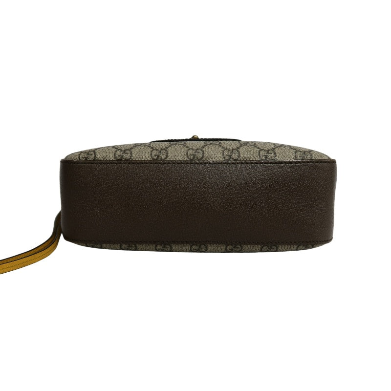 GUCCI GG Supreme Canvas Brown Tiger Head Camera Bag With Web Strap, Shoulder Crossbody Bag