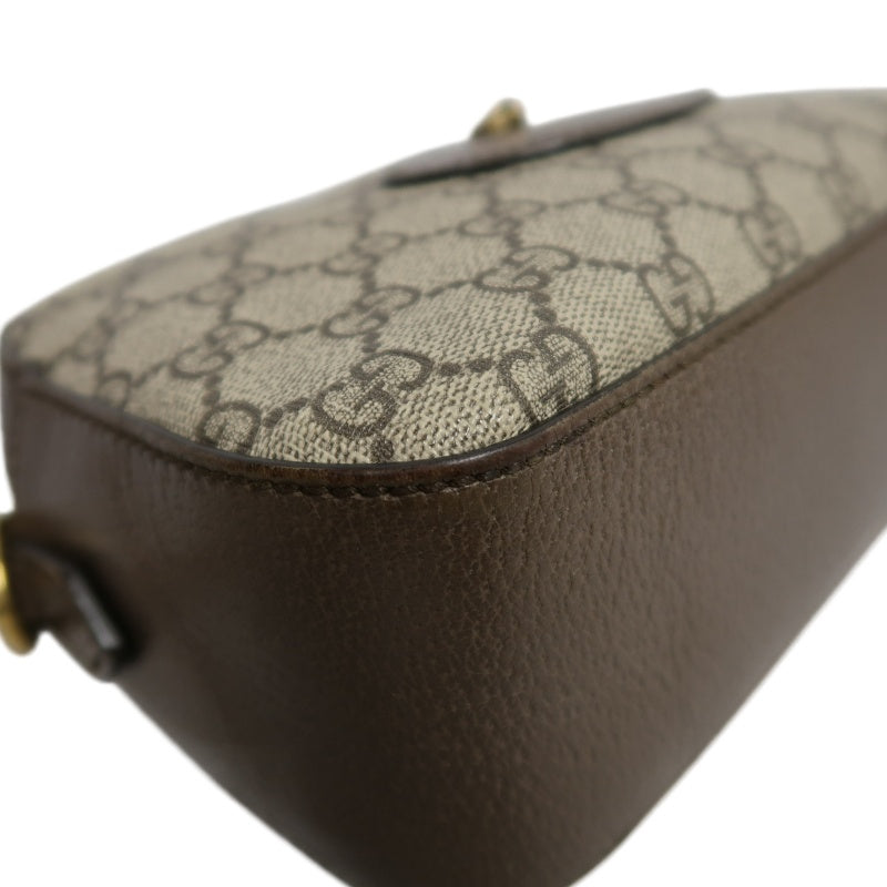 GUCCI GG Supreme Canvas Brown Tiger Head Camera Bag With Web Strap, Shoulder Crossbody Bag