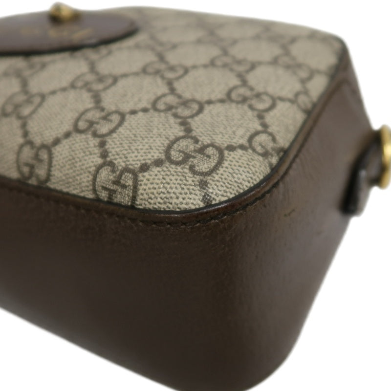 GUCCI GG Supreme Canvas Brown Tiger Head Camera Bag With Web Strap, Shoulder Crossbody Bag