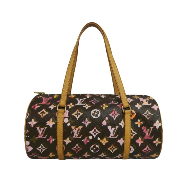 LOUIS VUITTON Cherry Blossom Limited Edition Watercolor Monogram Canvas Brown Pink Papillon Cylinder Shoulder Handbag