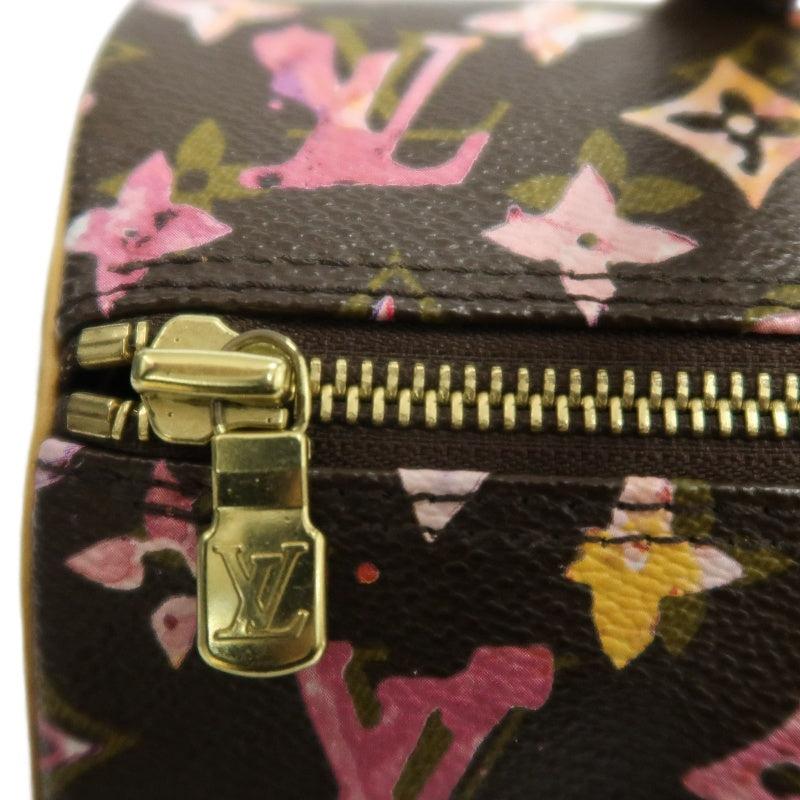 LOUIS VUITTON Cherry Blossom Limited Edition Watercolor Monogram Canvas Brown Pink Papillon Cylinder Shoulder Handbag