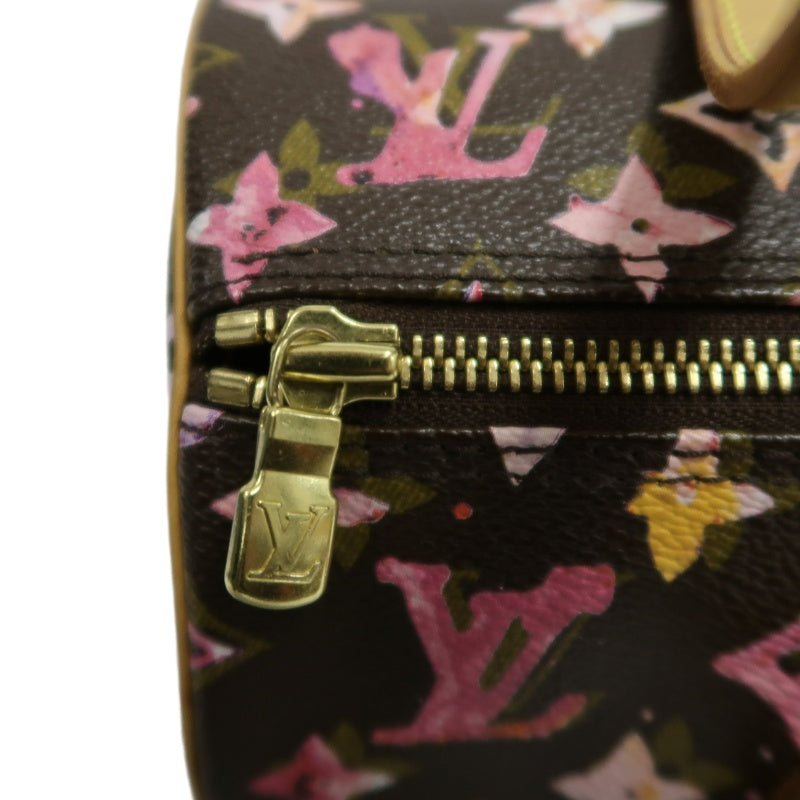 LOUIS VUITTON Cherry Blossom Limited Edition Watercolor Monogram Canvas Brown Pink Papillon Cylinder Shoulder Handbag