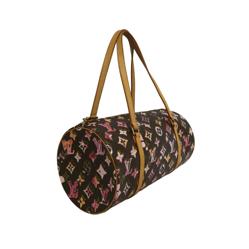 LOUIS VUITTON Cherry Blossom Limited Edition Watercolor Monogram Canvas Brown Pink Papillon Cylinder Shoulder Handbag