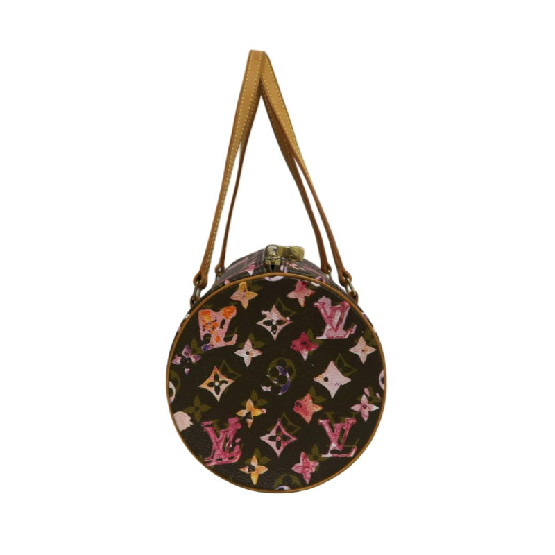 LOUIS VUITTON Cherry Blossom Limited Edition Watercolor Monogram Canvas Brown Pink Papillon Cylinder Shoulder Handbag