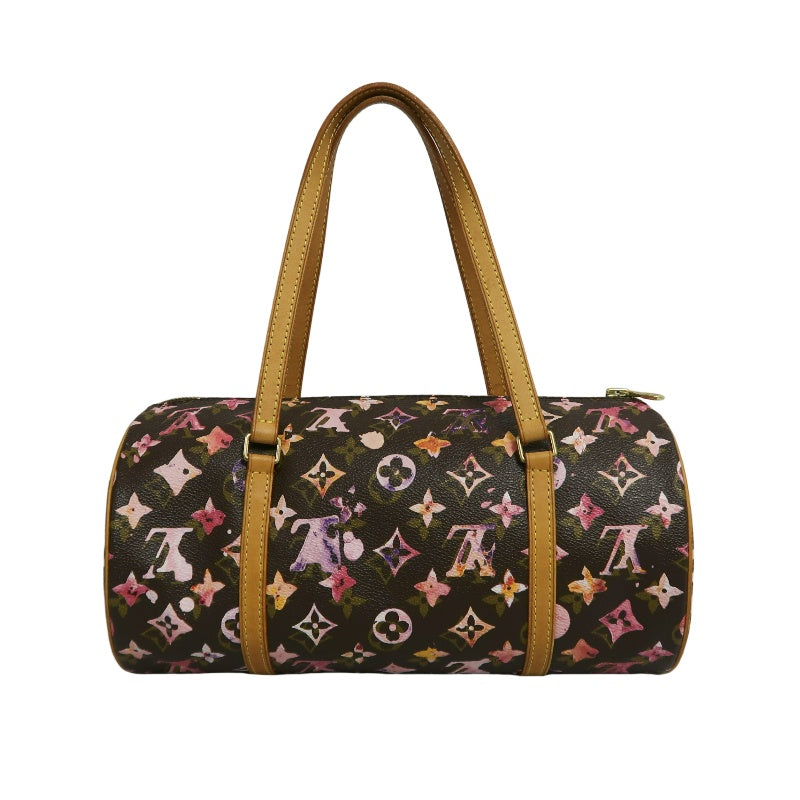 LOUIS VUITTON Cherry Blossom Limited Edition Watercolor Monogram Canvas Brown Pink Papillon Cylinder Shoulder Handbag