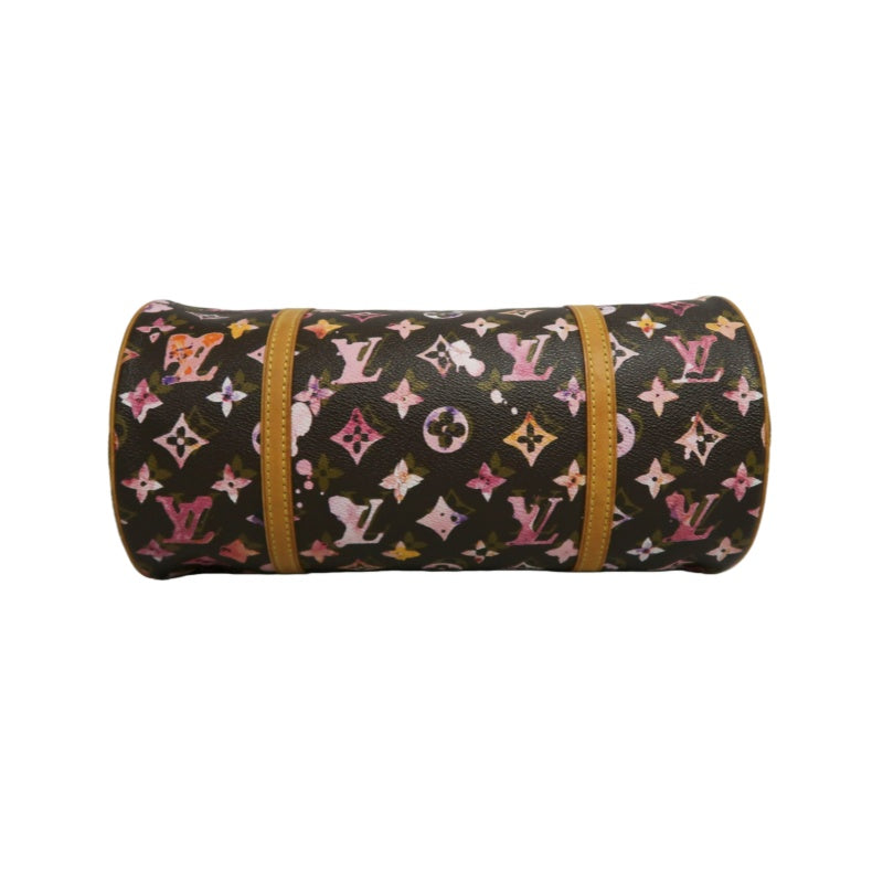 LOUIS VUITTON Cherry Blossom Limited Edition Watercolor Monogram Canvas Brown Pink Papillon Cylinder Shoulder Handbag