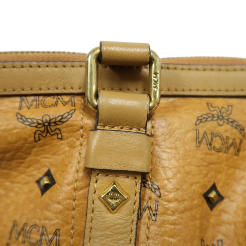 MCM Visetos Canvas Yellow Brown Tote Handbag Shoulder Bag, Comes With Shoulder Strap