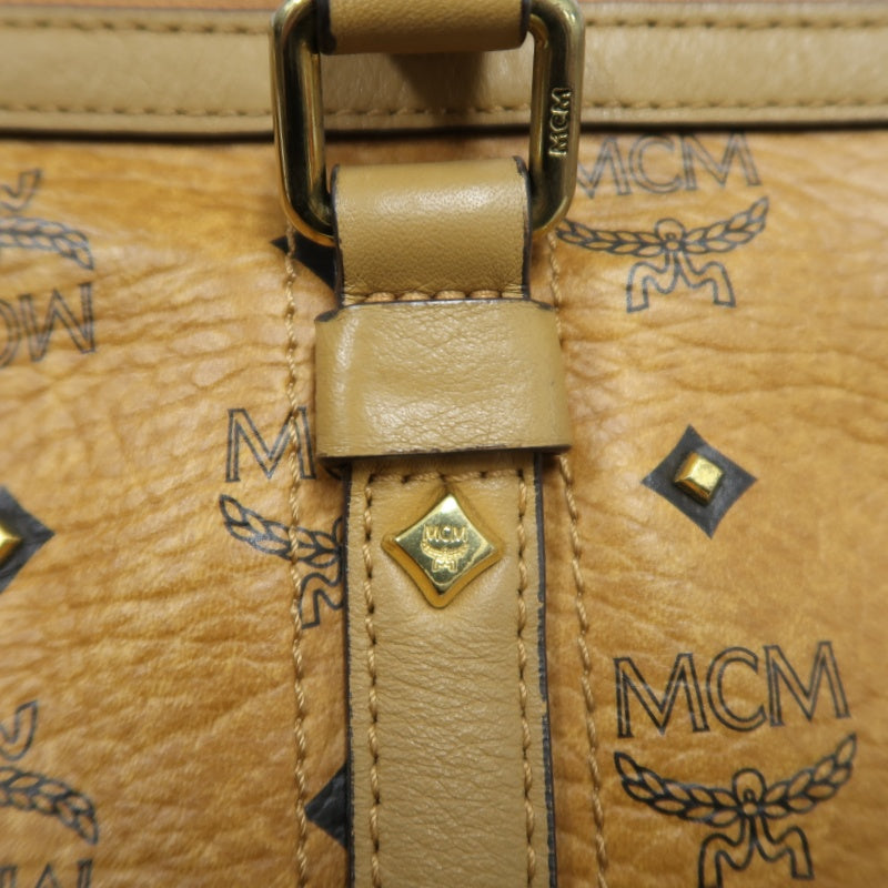 MCM Visetos Canvas Yellow Brown Tote Handbag Shoulder Bag, Comes With Shoulder Strap