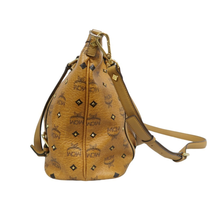 MCM Visetos Canvas Yellow Brown Tote Handbag Shoulder Bag, Comes With Shoulder Strap
