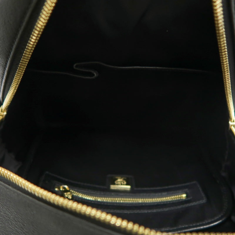 MCM Monogram Studded Black White PVC Backpack With Gold Hardware