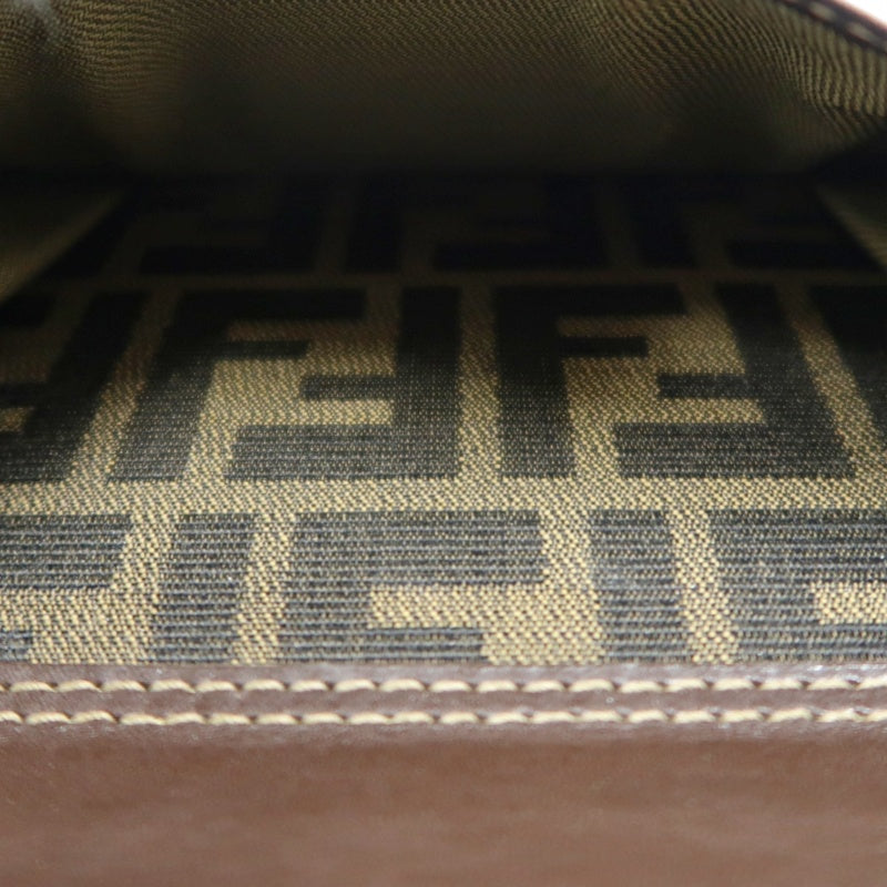 ENDI Zucca Canvas Brown Tote Shoulder Bag With Gold Hardware