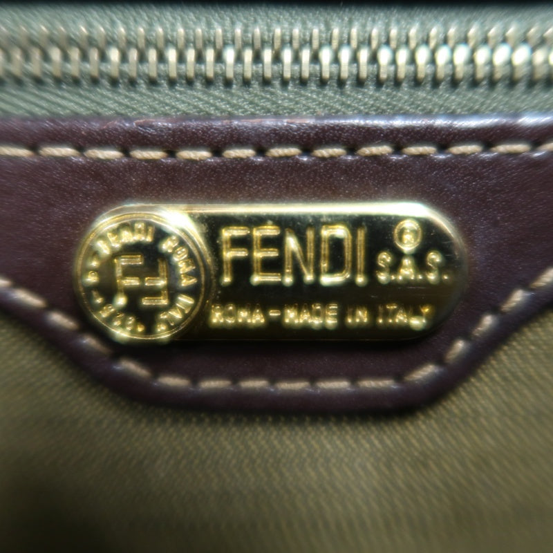 ENDI Zucca Canvas Brown Tote Shoulder Bag With Gold Hardware