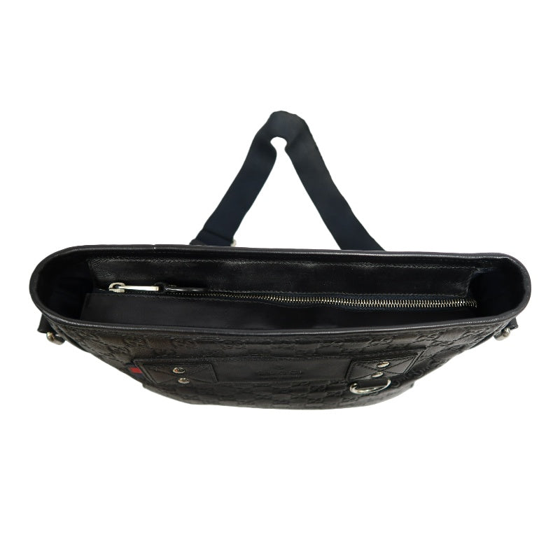 GUCCI GG Supreme Canvas Black Crossbody Bag With Silver Hardware